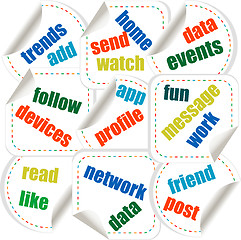 Image showing Social media concept stickers in word tag cloud