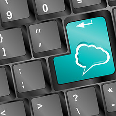 Image showing abstract speech bubbles, cloud computing concept on computer keyboard