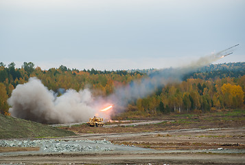 Image showing Rocket launch by TOS-1A system