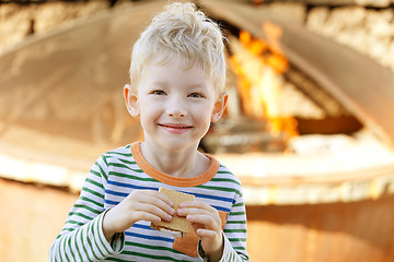 Image showing boy eating smores