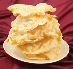 Image showing Mountain of poppadoms