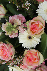 Image showing pink roses and white gerberas in bridal arrangement