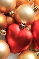 Image showing Lovely Christmas: red on gold ornaments