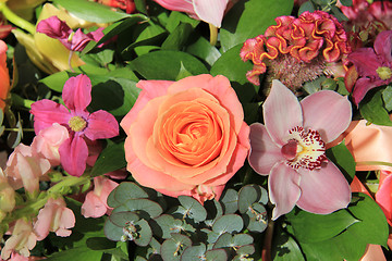 Image showing Orchids and roses in bridal bouquet