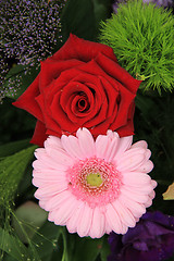 Image showing Wedding arrangement in red, pink and purple