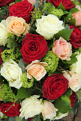 Image showing Bridal arrangement in pink, red and white