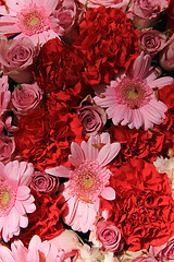 Image showing Wedding flowers in red and pink