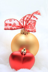 Image showing Red and golden christmas decorations