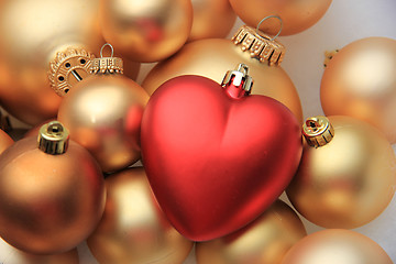 Image showing Red heart shaped christmas ornament