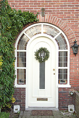 Image showing Christmas wreath on a door
