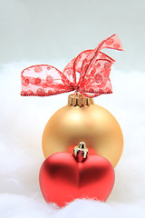 Image showing Red and golden christmas decorations