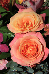 Image showing Orchids and roses in bridal bouquet