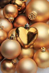 Image showing christmas ornaments: 50 shades of gold