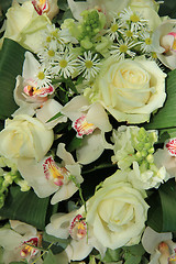 Image showing Orchids and roses in bridal bouquet