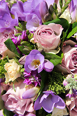 Image showing Bridal bouquet in various shades of purple