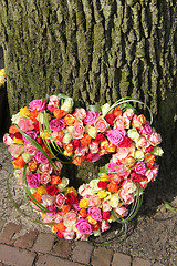 Image showing Heart shaped sympathy flowers