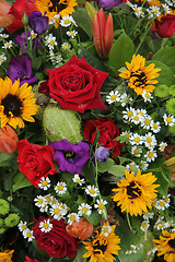 Image showing Flower arrangement in bright colors