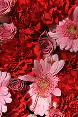 Image showing Wedding flowers in red and pink