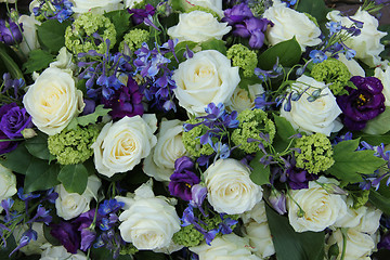 Image showing Wedding arrangement in white and blue