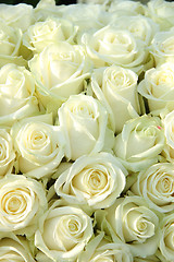 Image showing Group of white roses, wedding decorations