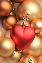 Image showing Red heart shaped christmas ornament