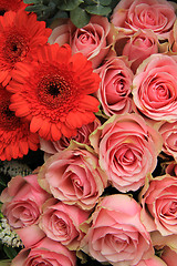 Image showing Bridal arrangement, pink flowers