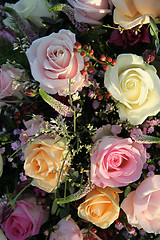 Image showing Wedding Flowers: Different shades of pink roses 