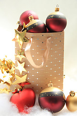 Image showing Giftbag with christmas ornaments