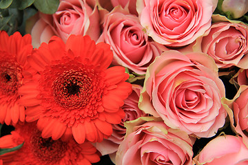 Image showing Bridal arrangement, pink flowers