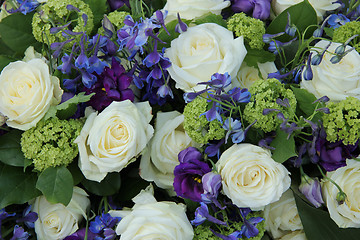 Image showing Wedding arrangement in white and blue