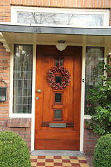 Image showing Christmas wreath on a door