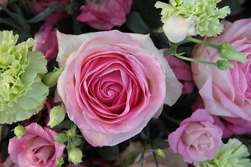 Image showing Roses and carnations in bridal bouquet