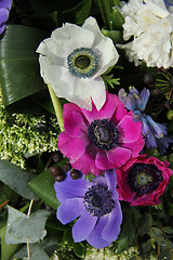 Image showing Anemones in bridal arrangement