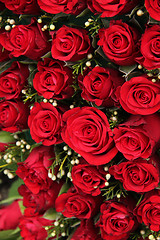 Image showing Red roses and small white berries