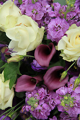 Image showing Purple and white bridal arrangement