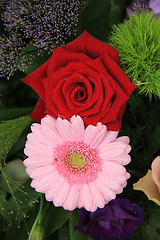 Image showing Wedding arrangement in red, pink and purple