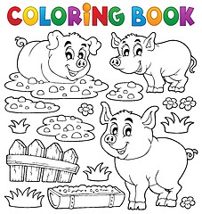 Image showing Coloring book pig theme 1