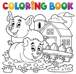 Image showing Coloring book pig theme 2