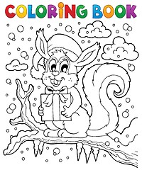 Image showing Coloring book Christmas squirrel 1