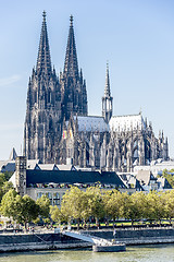 Image showing Cathedral of Cologne on banks of Rhine