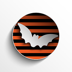 Image showing Halloween Bat Circle Frame Pumpkin Button 