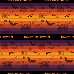 Image showing Halloween Ghost Bat Pumpkin Seamless Pattern Background