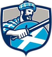 Image showing Highlander Scotsman Sword Shield Retro