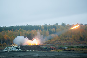 Image showing Rocket launch by TOS-1A system