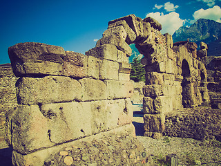 Image showing Retro look Roman Theatre Aosta