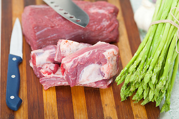 Image showing raw beef and pork ribs