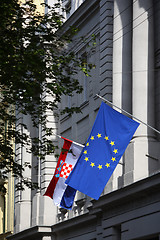 Image showing Flags on Zagreb streets buildings