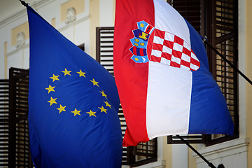 Image showing EU-Croatian flags