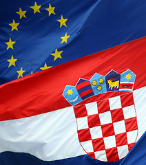 Image showing  Croatian and Eu Coat of arms