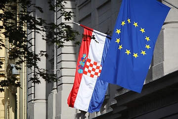 Image showing EU, Croatian flag 
